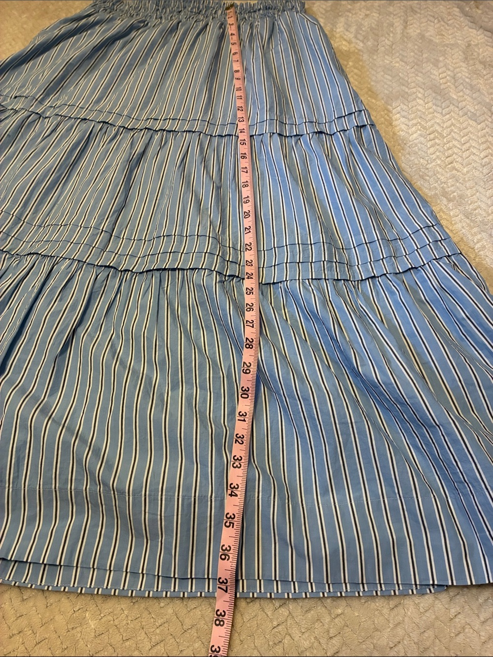 Quince Blue and White Striped Tiered Maxi Skirt - Picture 8 of 8